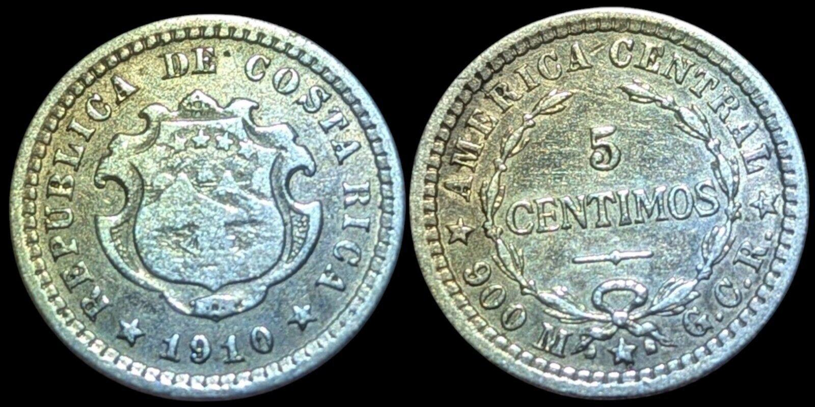 1910 Costa Rica 5 Centimes Qualité Exceptionnelle Rare