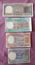 🇮🇳 India🇮🇳 Old different 10-5-2-1 Rupees 4 Notes-Uncirculated-Crispy