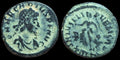 Ancient Roman coin Arcadius 388AD Victory wreath captive chi-rho