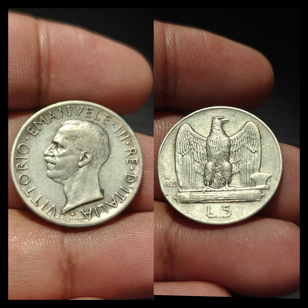 ITALY 5 Lire 1929 R - Silver 0.835 - Vittorio Emanuele III.