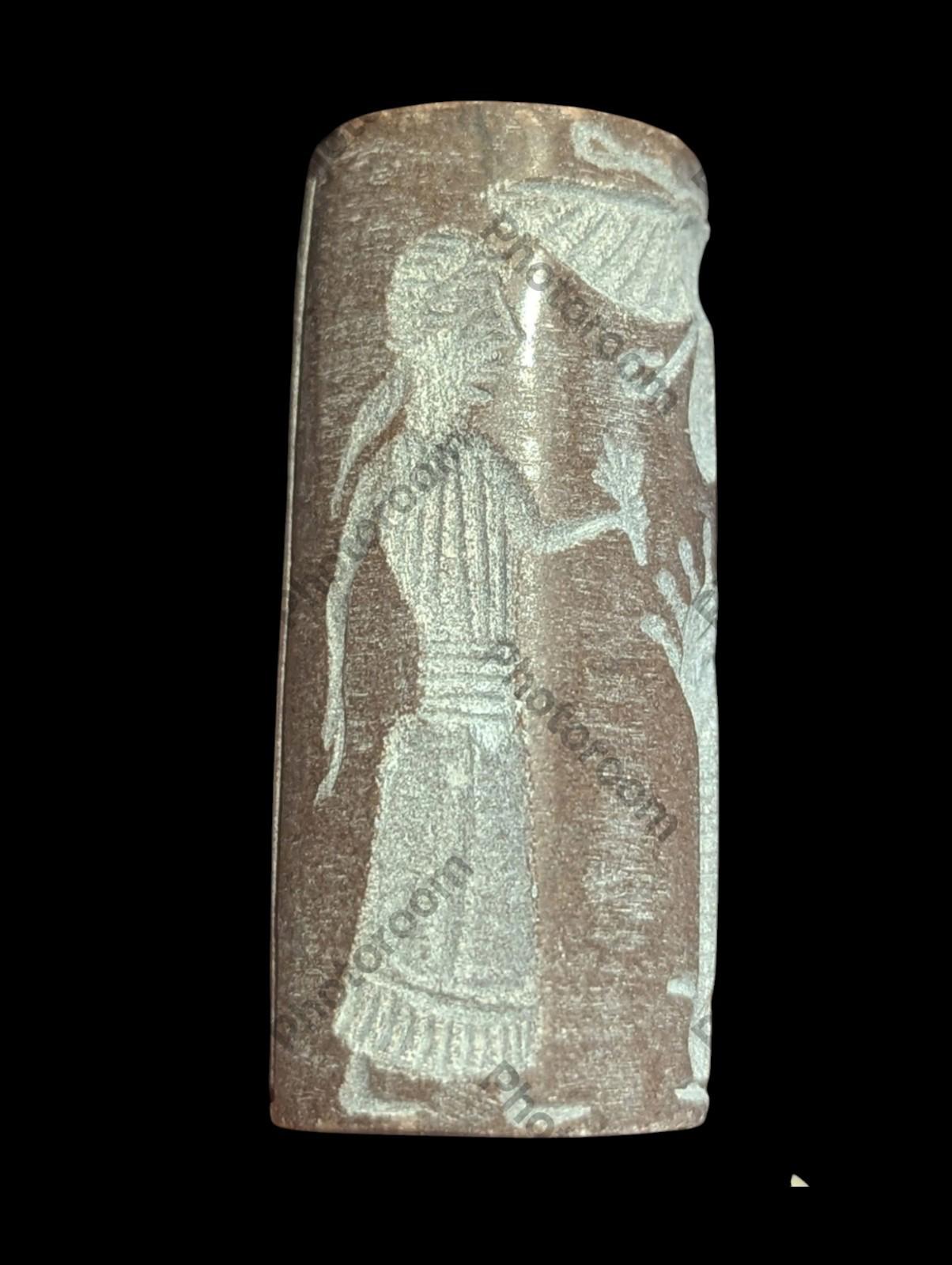 Agate Stone King Ancient Near Eastern  Cylinder Intaglio Bead
