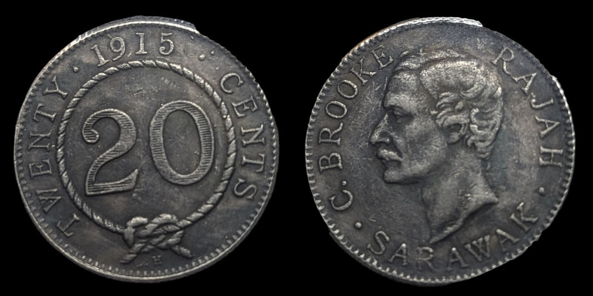 Malaysia Sarawak 20 Cents Rajah C Brooke 1915 H Heaton Mint Rare