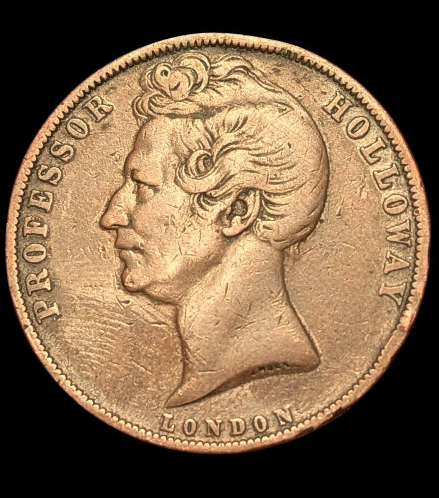 Jeton commercial Australie Professeur Holloway Pilules et Pommade Penny 1857 1/2d Londres