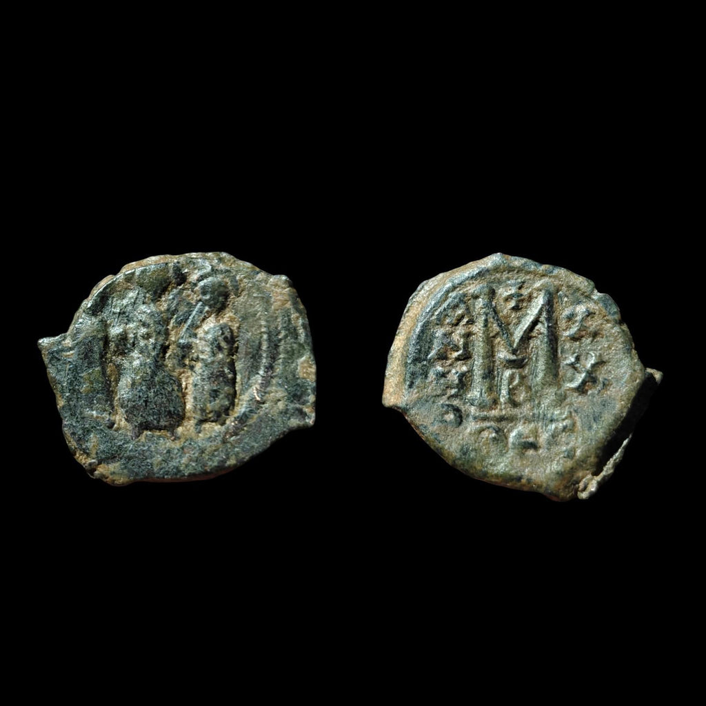 Umayyad Bronze Fals Islamic Byzantine Period Three Standing Caliphs Coin