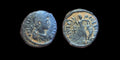 Ancienne pièce romaine Théodose 384 ap. J.-C. Victoire Couronne Captif Chi-rho