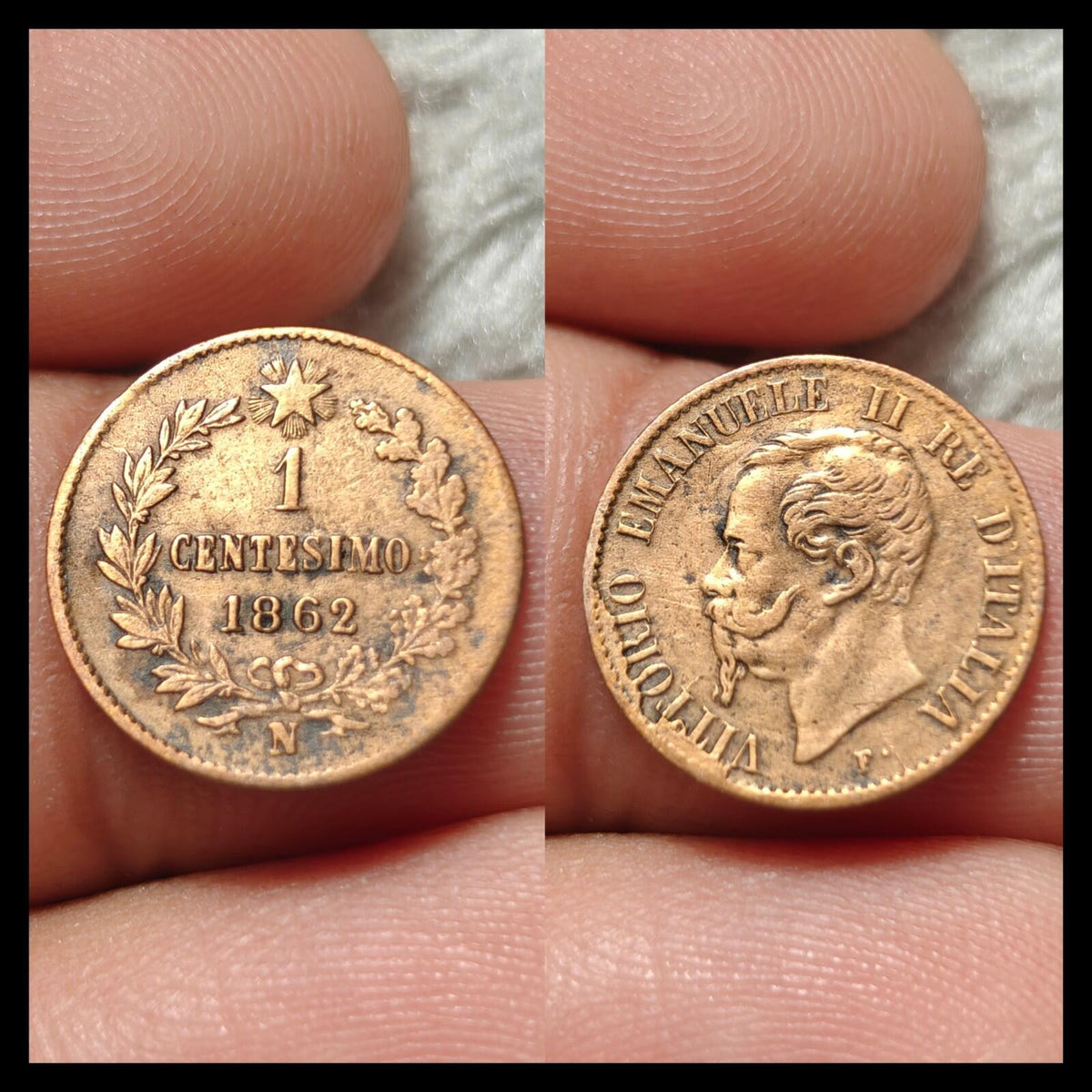 硬币，意大利，1分，1862年，米兰，青铜，KM:1.1