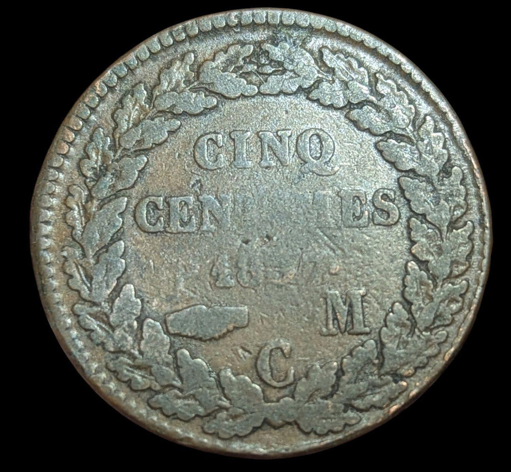 5 Centimes 1837 Monaco Honore V . Kupfer