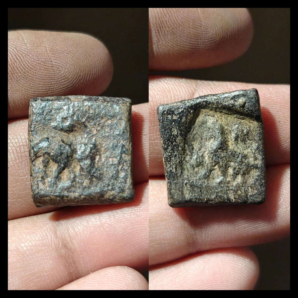 Ancient India Excellent grade Taxila  copper unit Lion-Elephant type Gandhara#