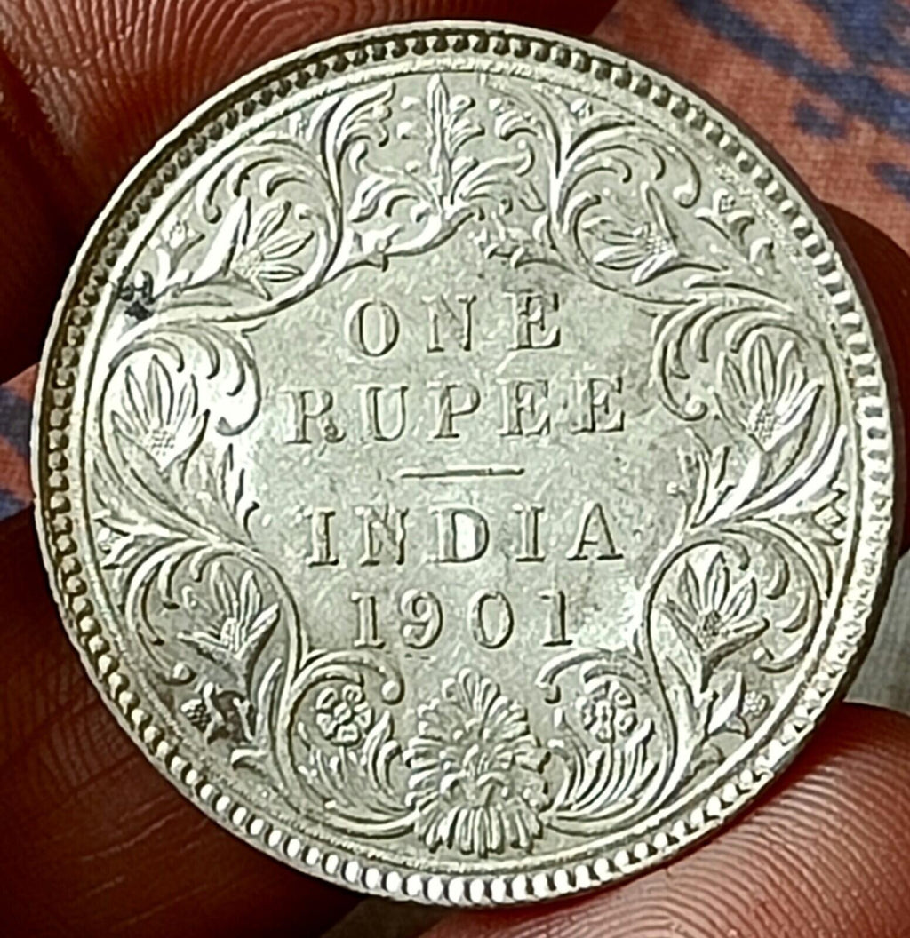 #E8#Victoria-British India Silver Rupee-1901-Bombay Mint Nice grade
