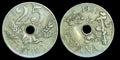 Pièce de monnaie espagnole de 25 centimes, Espagne, millésime 1927