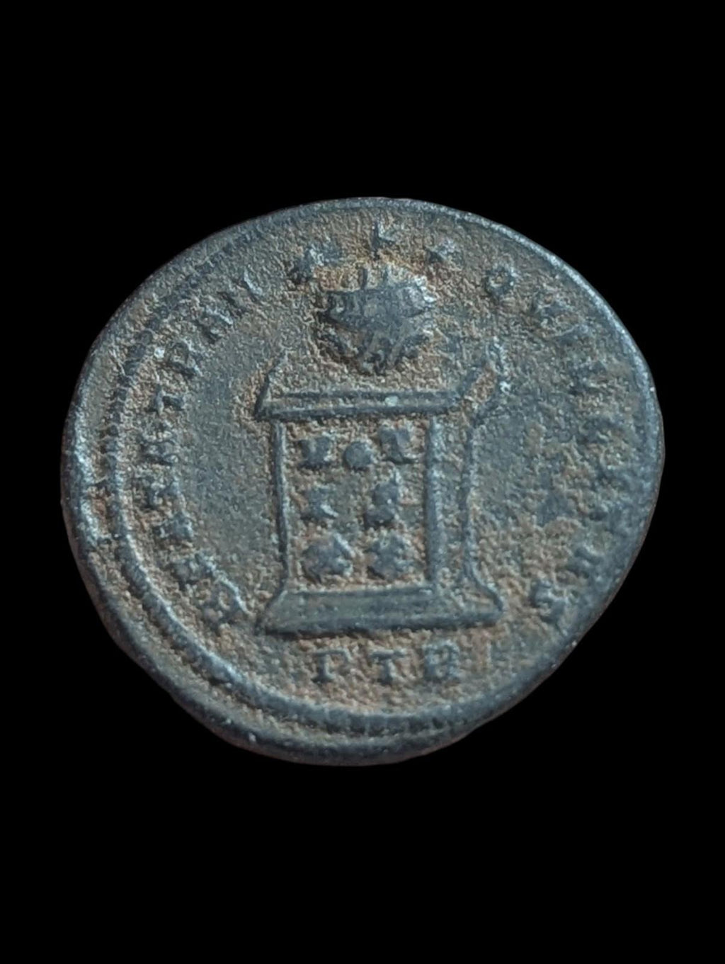 Constantine 321 AD Rare genuine ancient Roman coin Altar globe stars vows Trier - Numis Hobby Shop