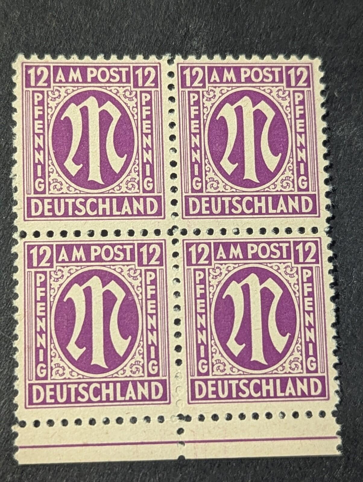 MNH block Scott #3N8a PF12 Allied Military Government 1945 Germany occupation