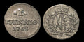 1765 C German States Saxony Albertine Billon Composition 1 Pfennig Coin Xaver