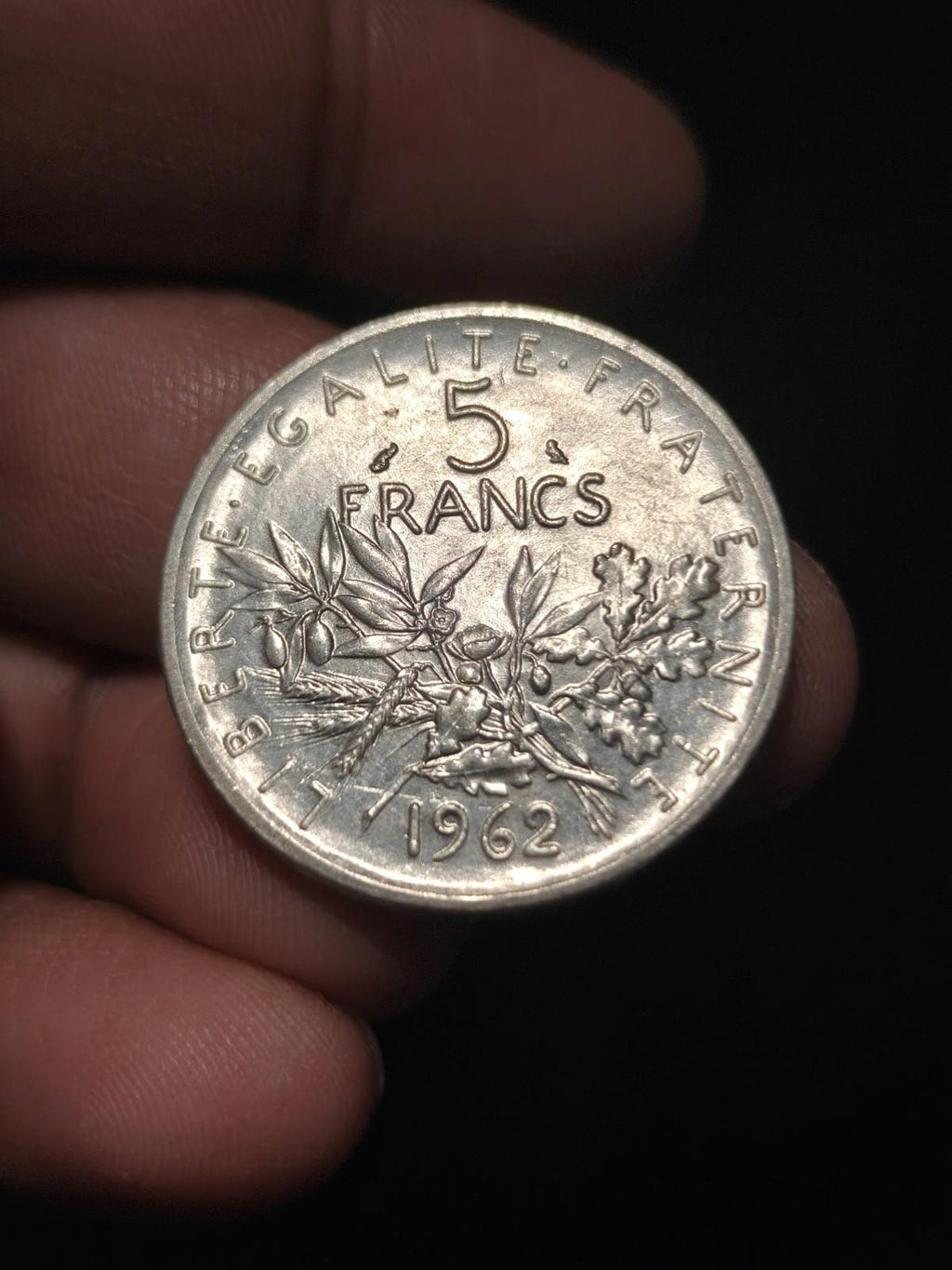 1962 FRANCE Grande pièce française de 5 francs en argent avec La Semeuse 16#