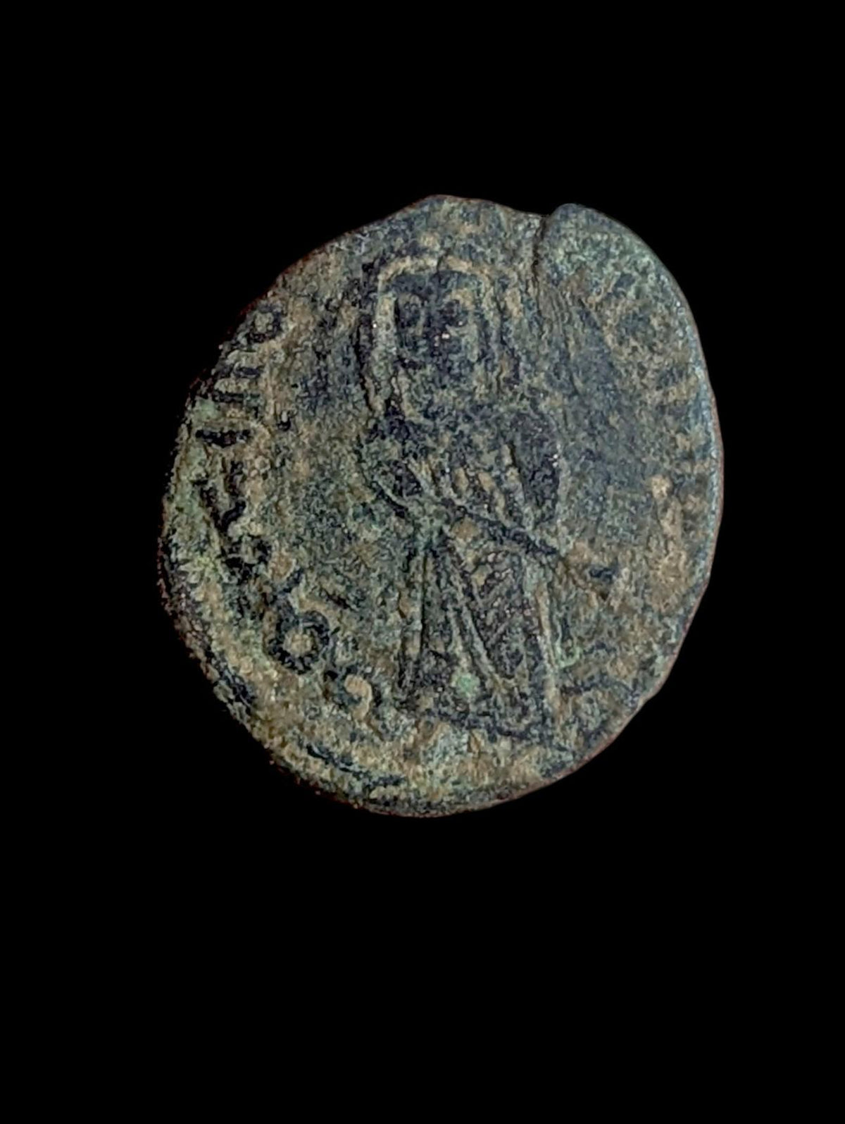 Islamique - Pré-réforme ancienne ; ARABO-BYZANTIN : Empereur debout, vers 660-680, AE