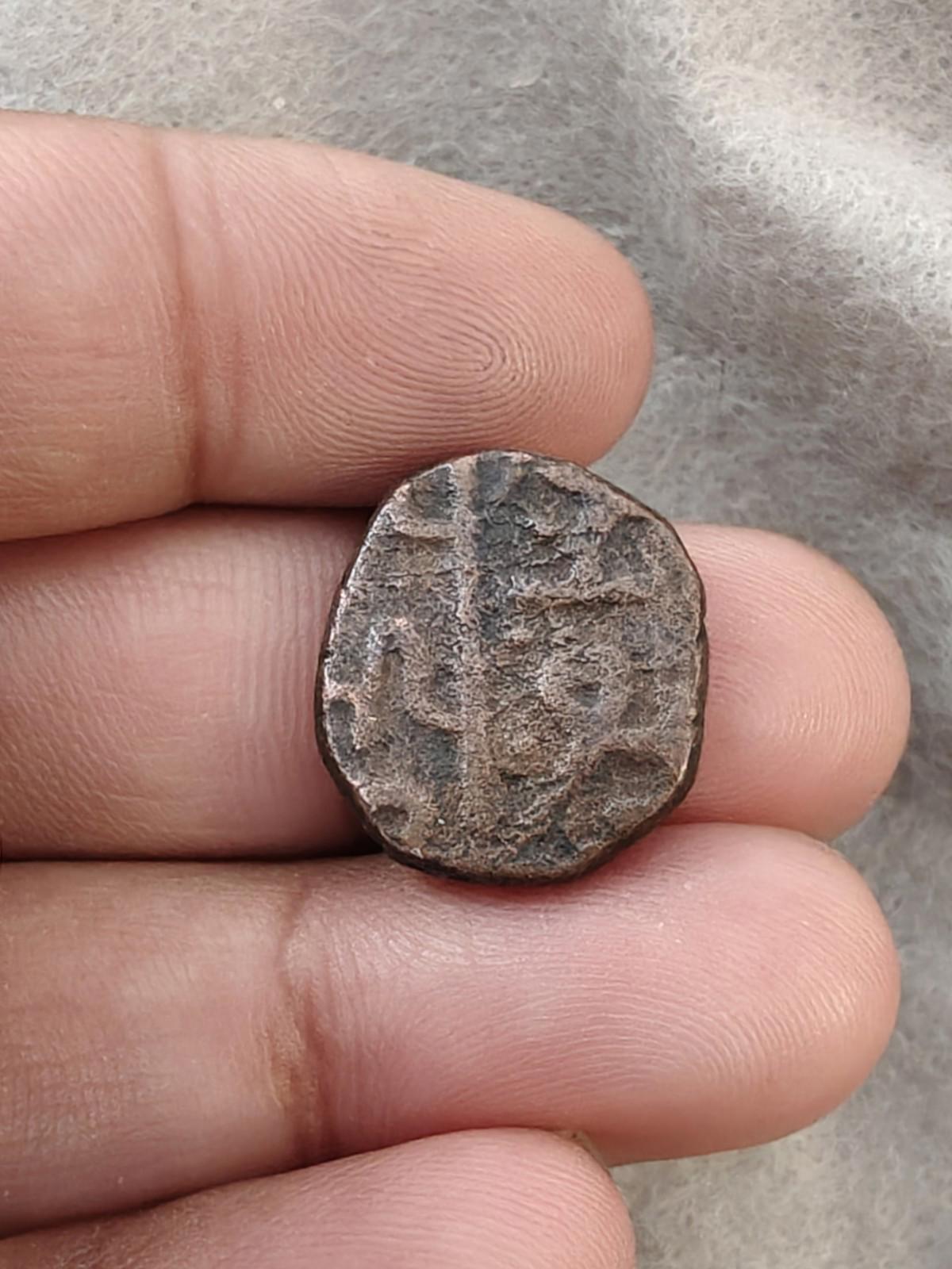 Empire Sikh Paisa Inde Pièce en cuivre KM 22 1795-1839 Symbole Trishul