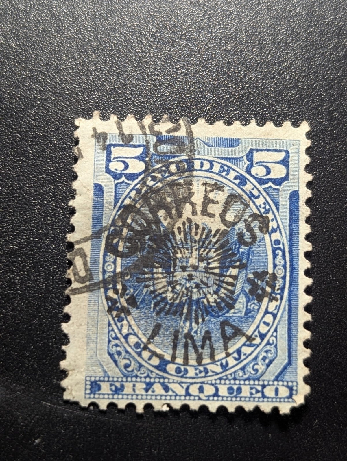 PERU Classic 5c Stamp "Correos Lima" Overprint LIMA Postmark   #567
