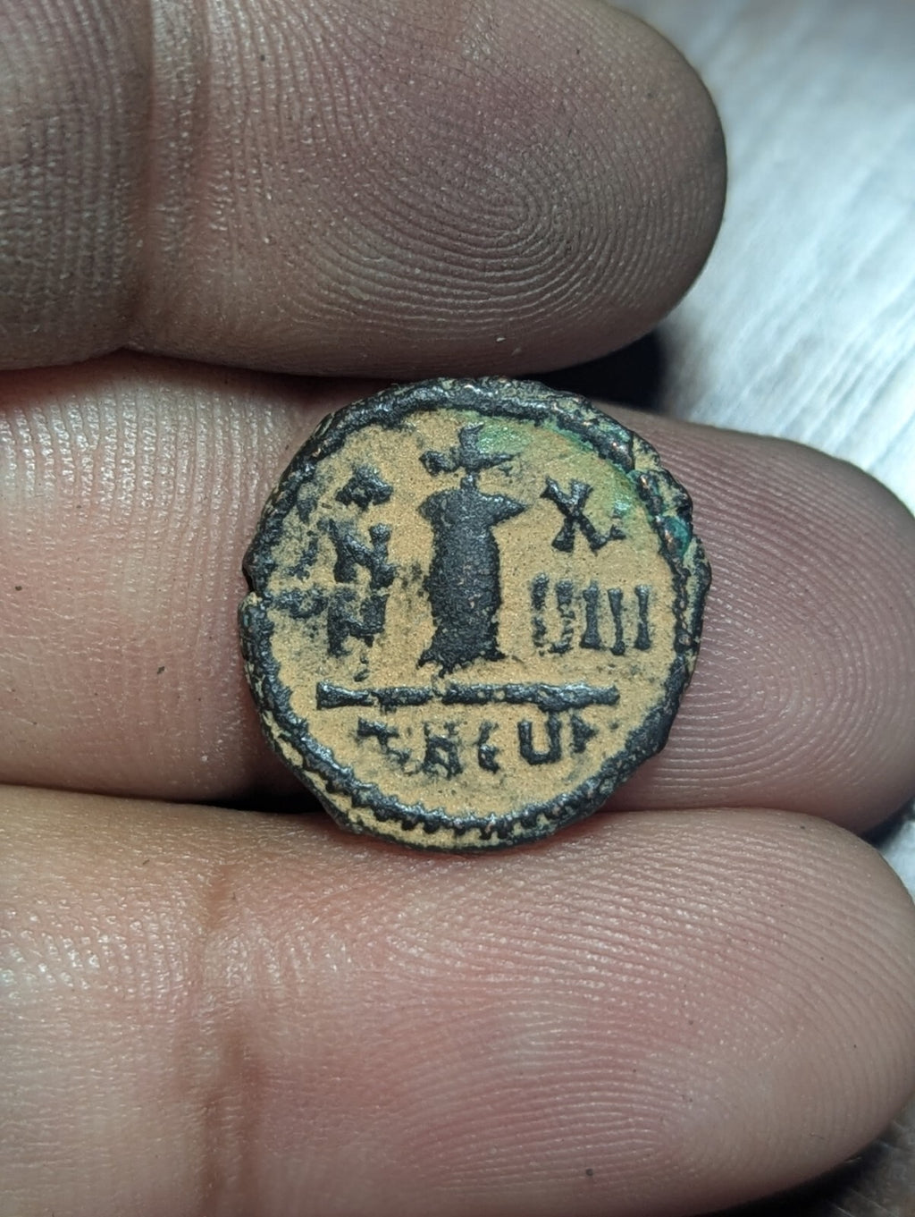 Byzantine Half Follis 593-4 Antioch Coin, Maurice Tiberius, Bronze Thessalonica