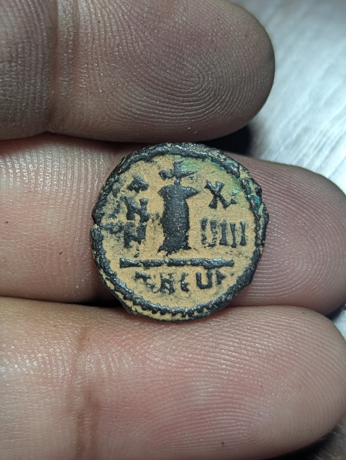 Byzantine Half Follis 593-4 Antioch Coin, Maurice Tiberius, Bronze Thessalonica
