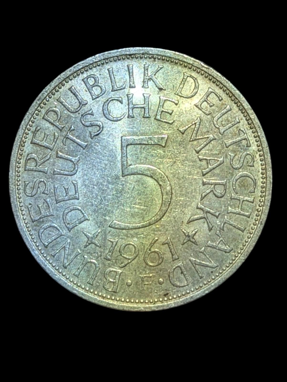 ALLEMAGNE, RÉPUBLIQUE FÉDÉRALE - 5 MARK 1961 F KM# 112.1