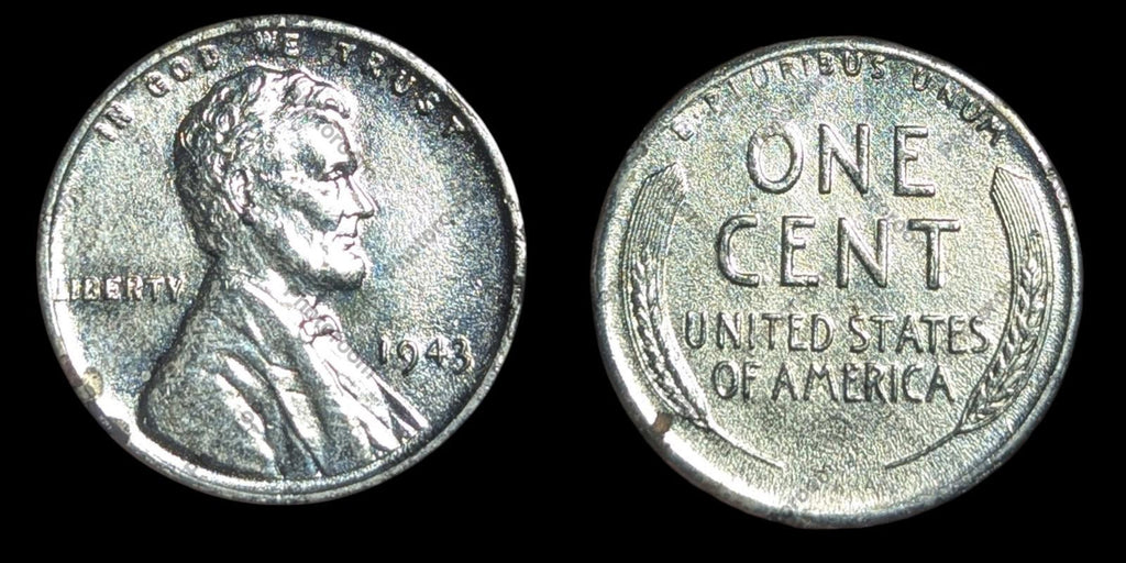 1943 Lincoln P Wheat Steal Penny Error Coin DDO 4 In Strike Thru B/8 Reverse