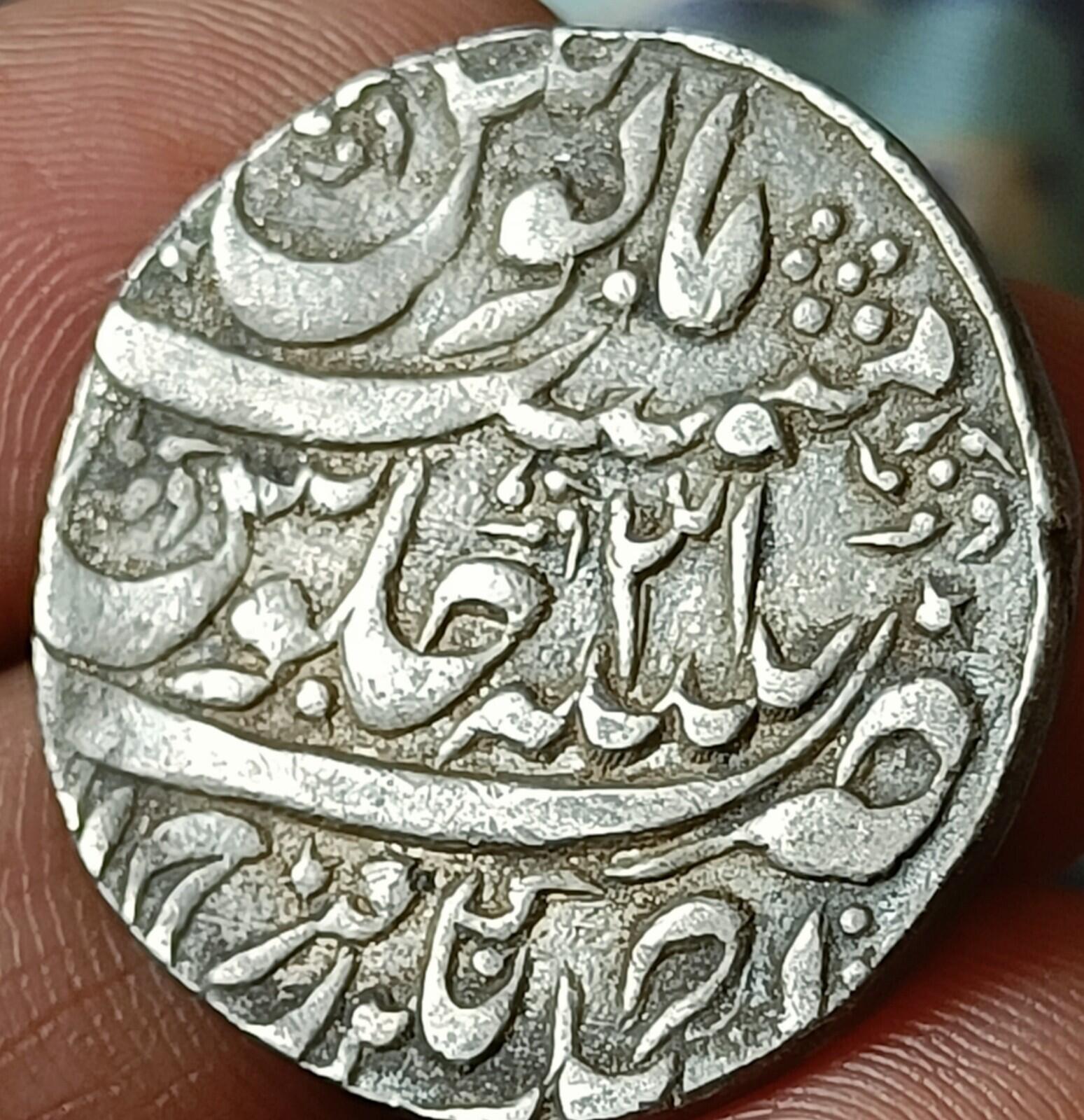 #PD36# India Mughal-Empire-big flan MUHAMMAD SHAH silver rupee FARUKHABAD mint