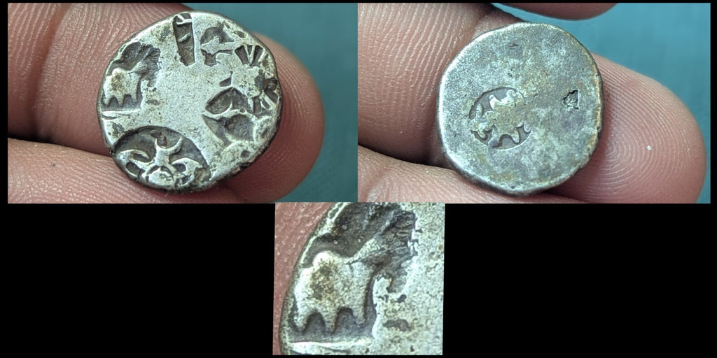 Indus Valley Silver Coin Ancient Mayuriyan Punch Mark 300 BC India Tiger