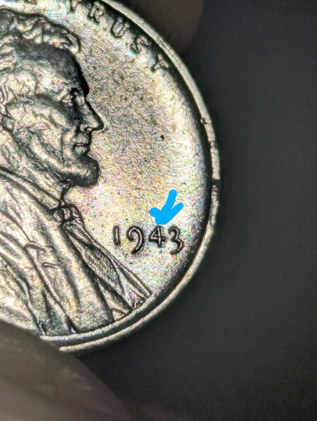 1943 Lincoln P Wheat Steal Penny Error Coin DDO 4 In Strike Thru B/8 Reverse