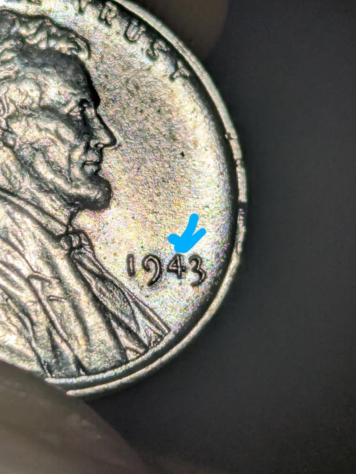 1943 Lincoln P Wheat Steal Penny Error Coin DDO 4 In Strike Thru B/8 Reverse