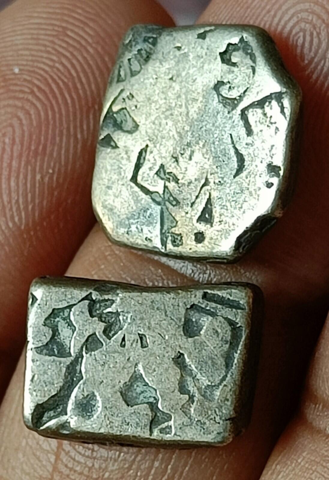 #N1#-India Magadh Janapada Mayuriyan Punch Mark 2 silver Coin 300 BC