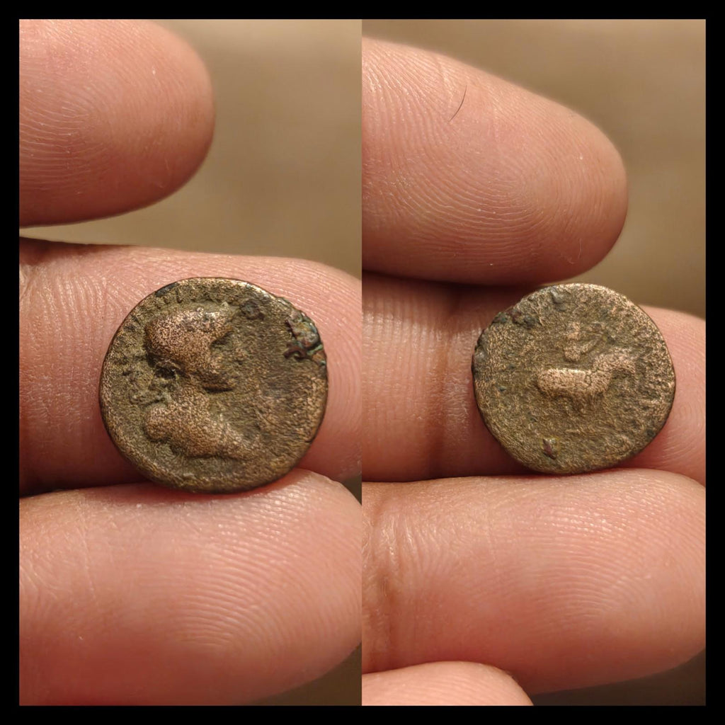 Vima Takto Coin Kushan Era 1/4 Tettra Drachma Ancient India Rare Coin AD112