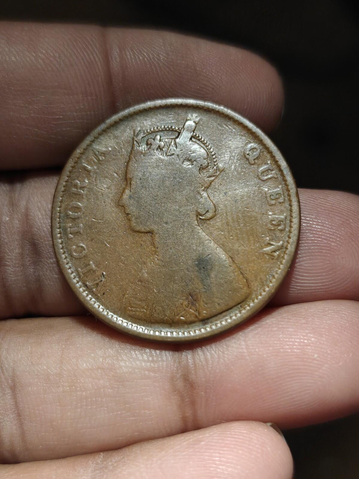 British India 1862 Victoria Queen Half Anna Rare Copper Coin