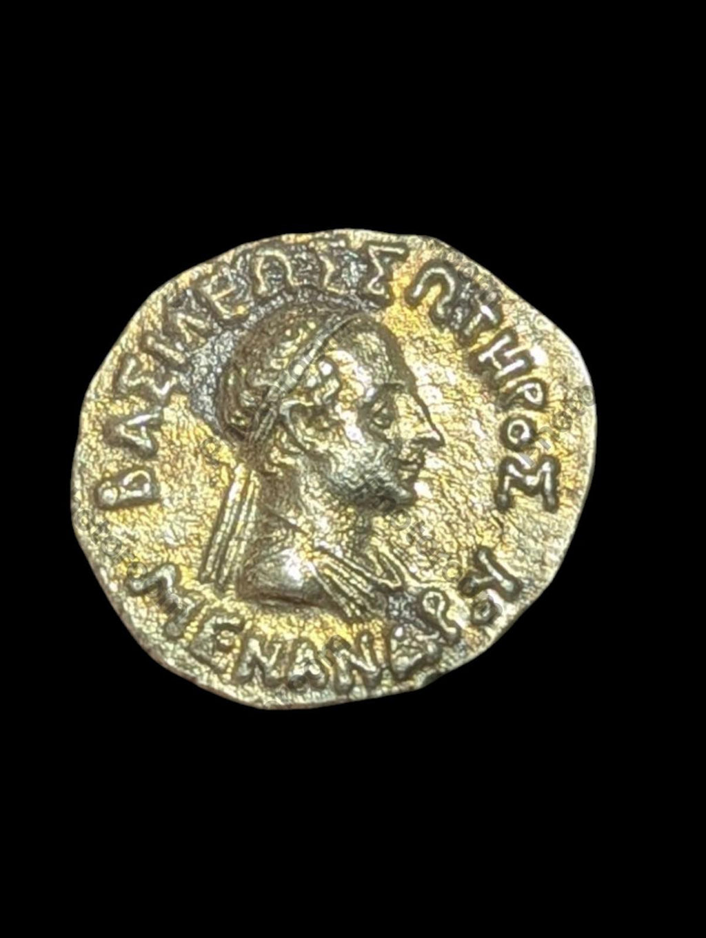 Excellent grade Indo Greek MENANDER Silver dracham 2.5g Natural patina 135BC