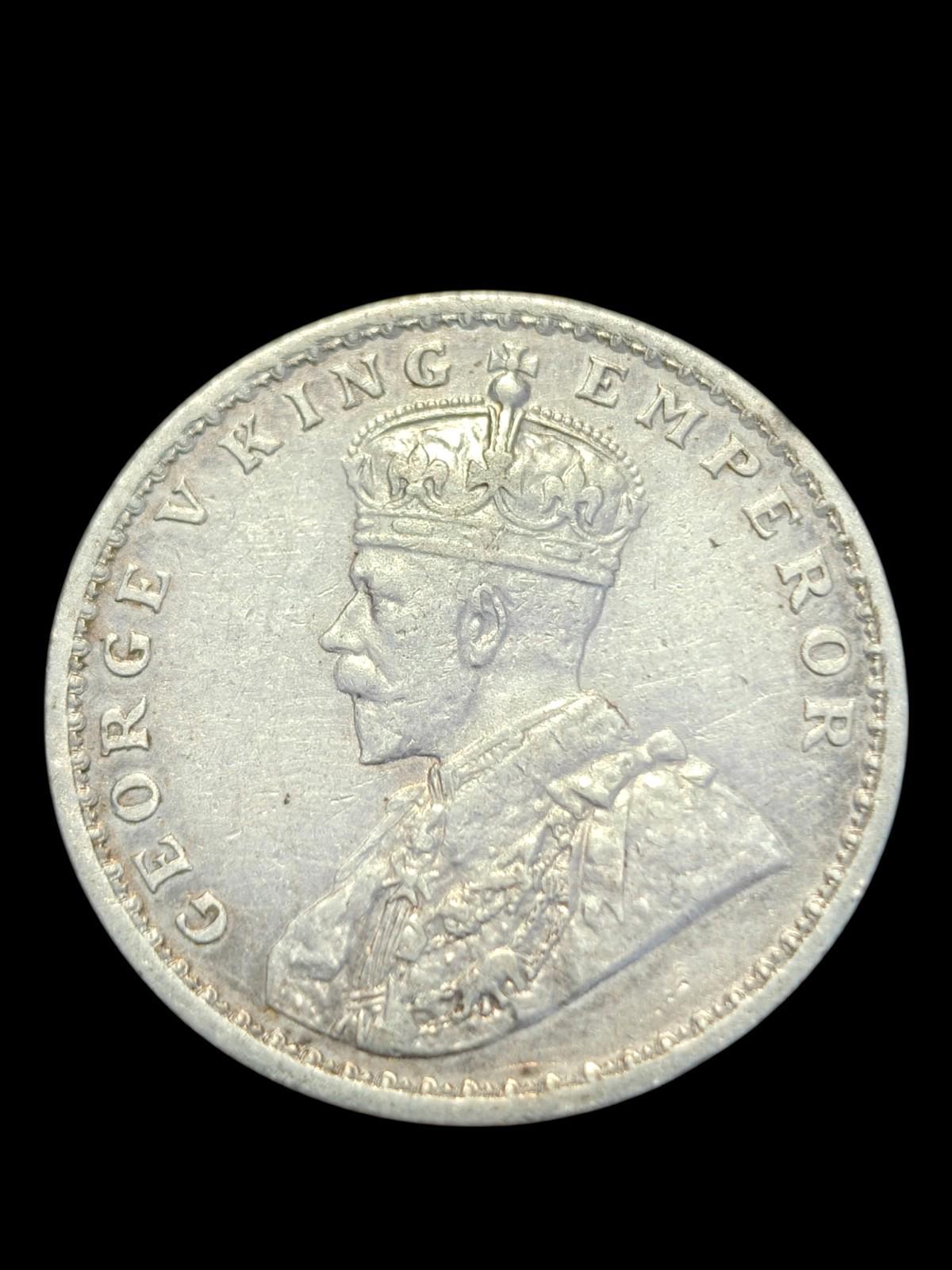 1913 India Indian One 1 Rupee Kolkata Mint King George V Silver Coin