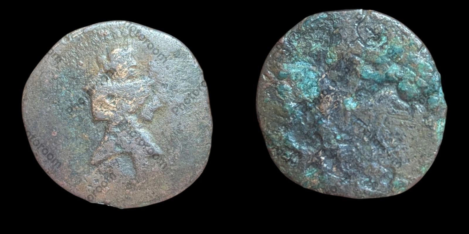 印度-塞西亚王朝 PARATARAJAS Koziya 公元2世纪，银币 稀有 2.4克，万字符