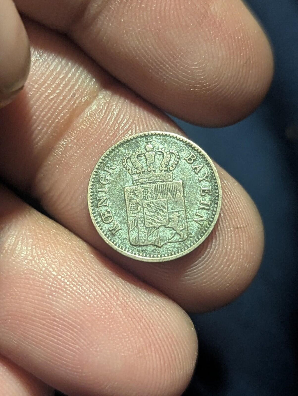 1856 États allemands Bavière 1 Kreuzer Pièce de monnaie mondiale en argent