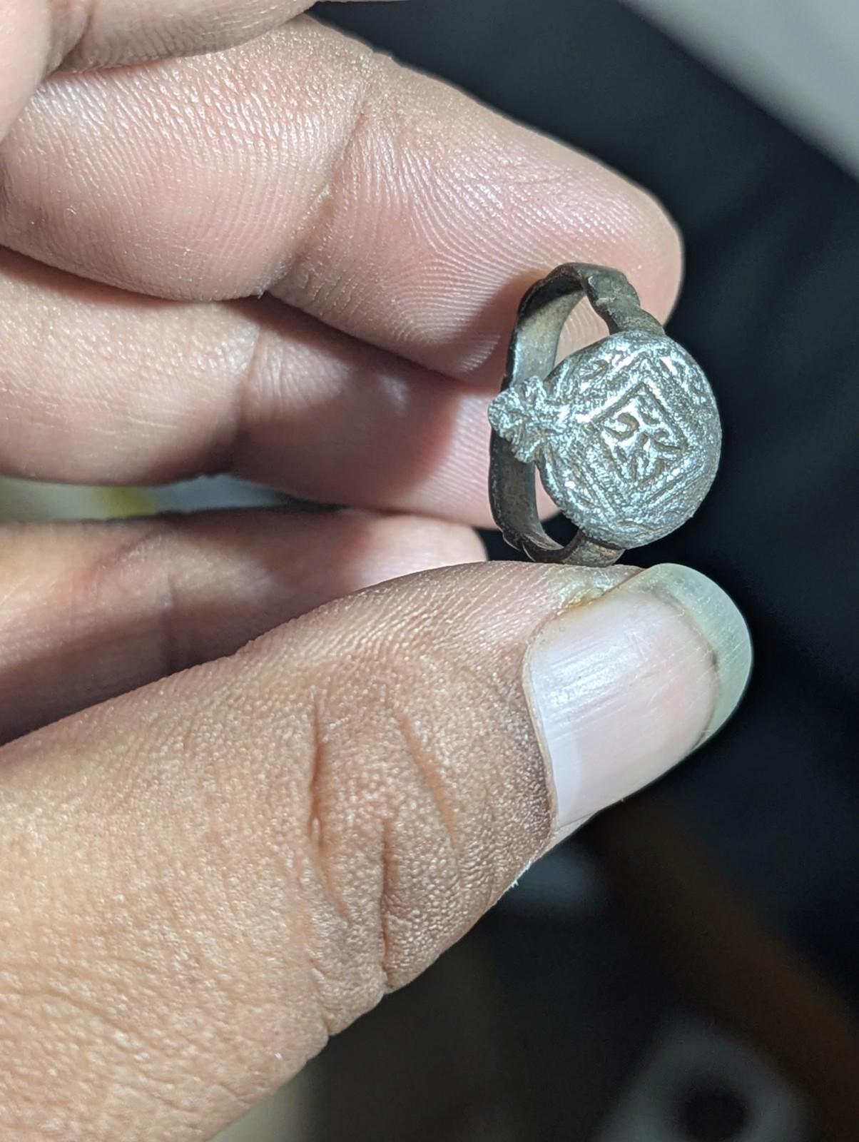 Ancient Greek / Roman / Byzantine Silver ring with ornament Circa 100 BC To 1 AD