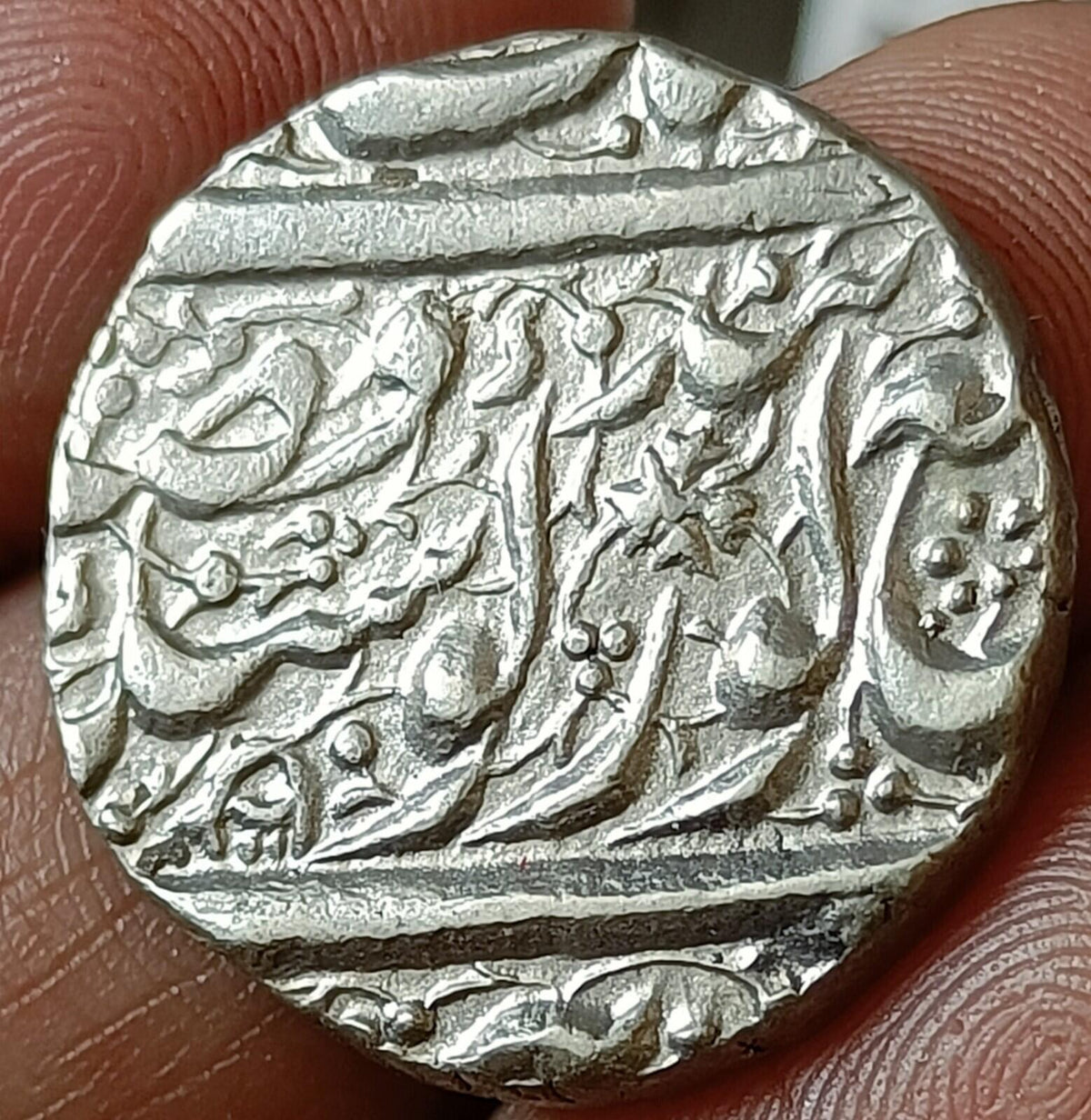 #KN-38#India-Sikh Empire silver Rupee of Maharaja Ranjit Singh 1879 VS Top grade