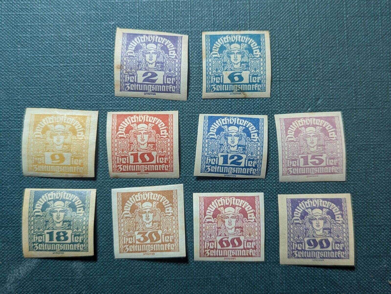 (Lot of 10) 1920-21 Austria Newspaper Deutschofterreich Unused Hinged Stamps