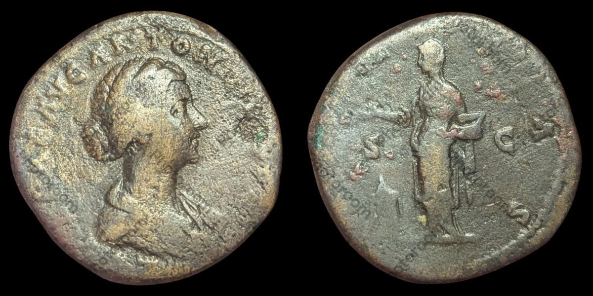 Lucilla Augusta Sesterce en bronze 164-183 après J.-C. Empire romain Pietas sacrifiant