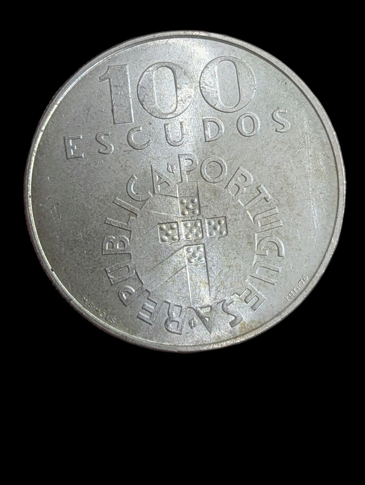 Portugal pièce 100 escudos 1974 Argent .650 Révolution 25 avril Démocratie Peuple