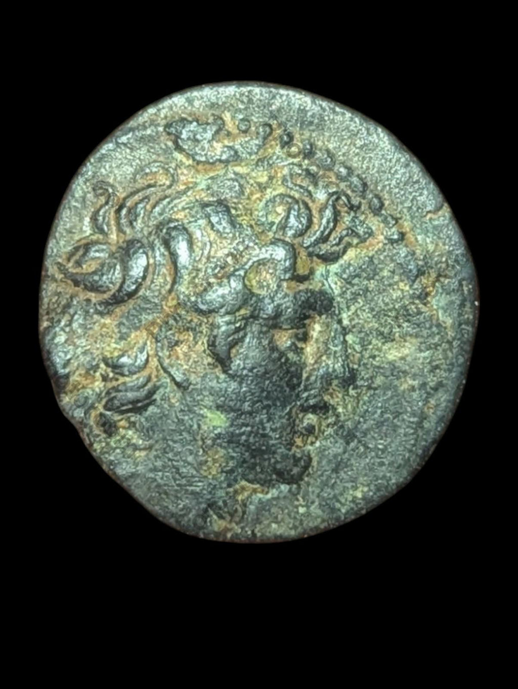 Ancient Greek Bronze TRYPHONE Seleucid King 142BC Macedonian HELMET Coin