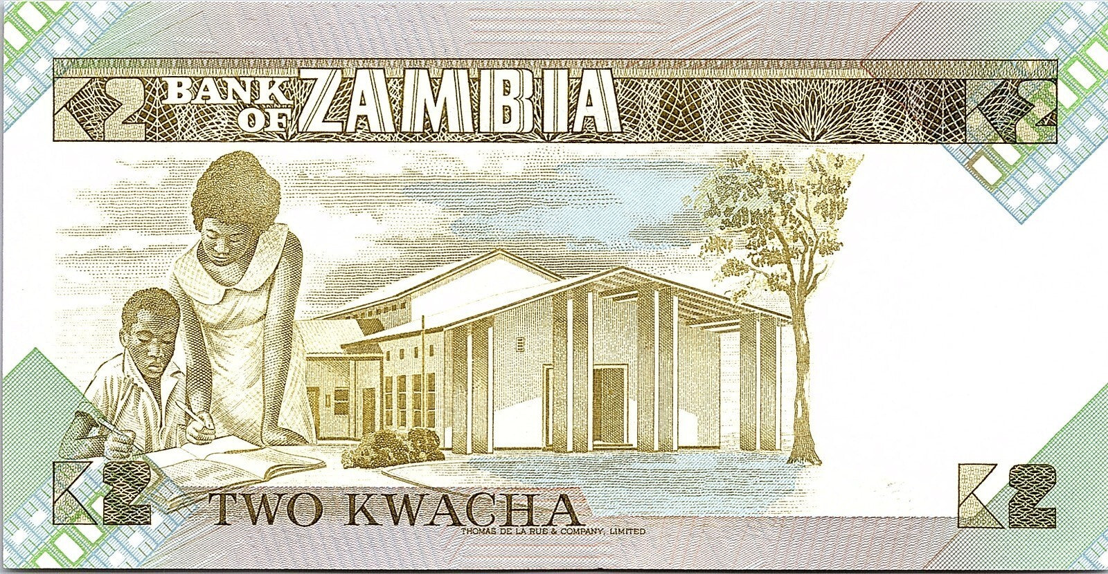 Banknote Zambia 2 Kwacha 1986 Better Grade