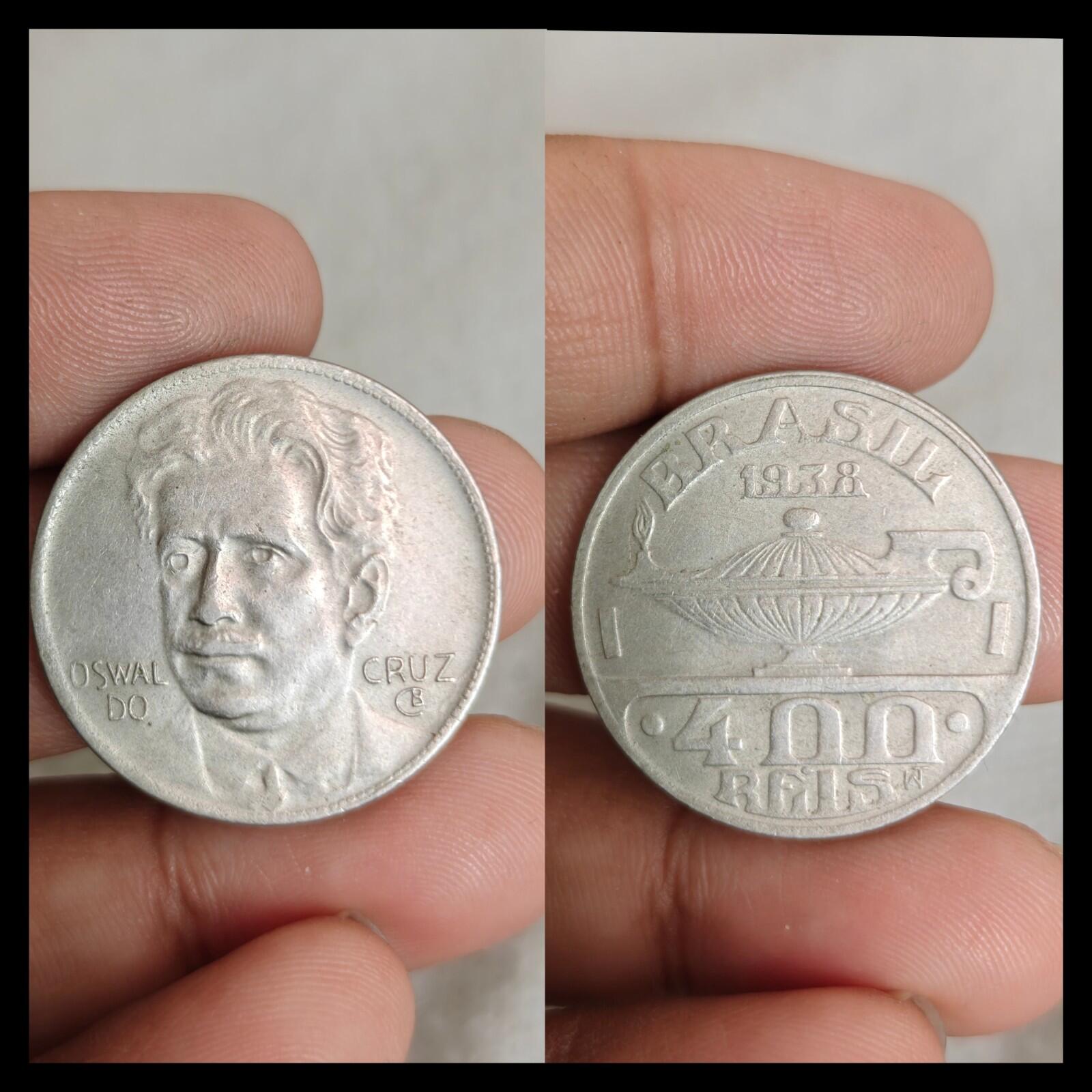 1936 400 REIS  BRAZIL OSWALDO CRUZ: copper nickel