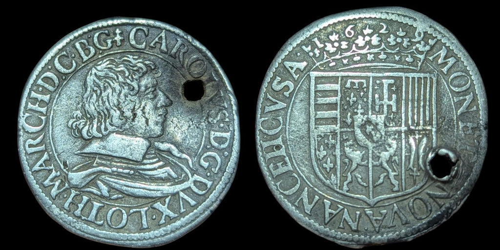 1629 AD FRANCE Duc Charles IV Province LORRAINE Ancienne pièce en argent Teston