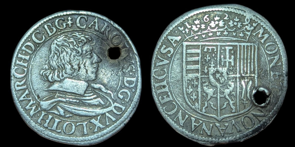 1629 AD FRANCE Duc Charles IV Province LORRAINE Ancienne pièce en argent Teston