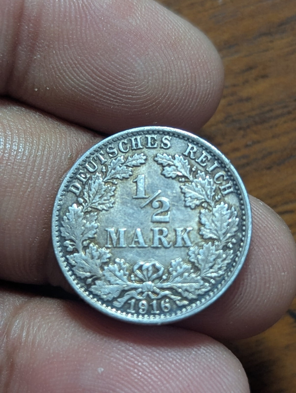 Germany Empire 1916-J Silver 1/2 Mark    Beautiful UNC Hamburg Mint