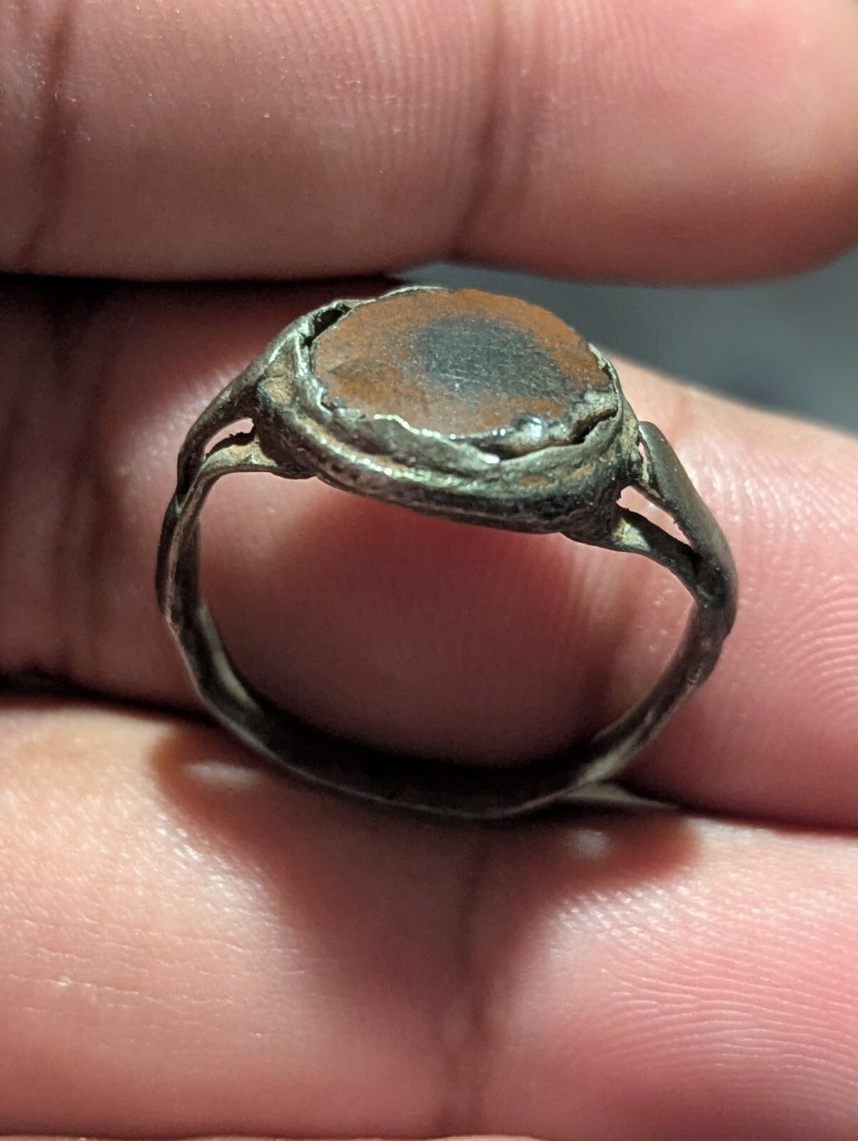 Vintage Blood Stone Ring Sterling Silver Intaglio Roman Size Unknown