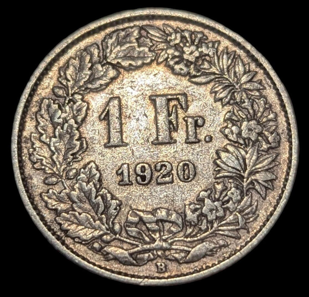Pièce de monnaie suisse en argent de 1 franc de 1920, Helvetia debout