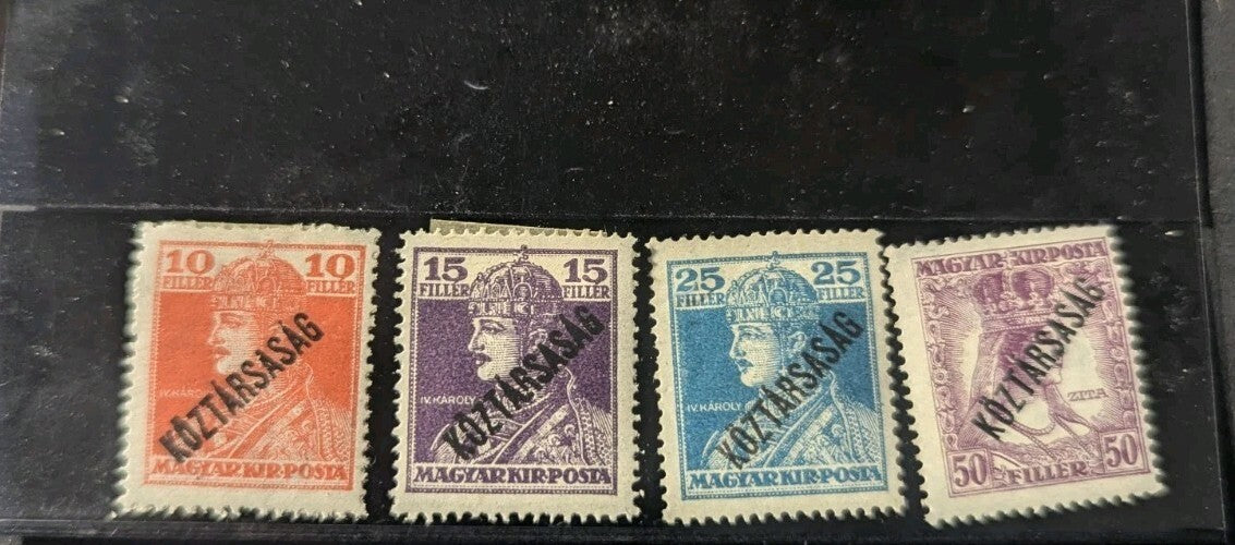 HUNGARY - 1918. Köztársaság Overprint on Charles-Zita 4 Of Set MNH! Mi : 236-241
